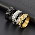 Miniatyrbild 2 av 3: JUSCH Rostfritt Stål Keltisk Triangelknut Vridbar Ring Neutral Stil Herrar Personlighet Smycken Omkrets: 62,4 mm Diameter: 19,8 mm -1 stycke Guld