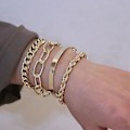 Miniatyrbillede 1 af 4: Sød Boho Guld Sølv Kæde Armbåndssæt Til Kvinder Justerbar Mode Perletyk Fladt Kabelkæde Punk Armbånd Smykker Til Kvinder Piger Gave Se
