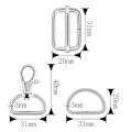 Miniatyrbillede 3 af 5: Haberdashery Sytilbehør Fremstilling Håndtaske Karabinhage med Roterende Kortkroge, D-Ringe og Metal B