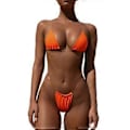 Miniatyrbilde 1 av 5: Usynlig Stropp Bikini Ensfarget Dame Badetøy Bikini Todelt Sett ONE SIZE (flere valgfrie) (Oransje)