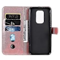 Miniatyrbild 4 av 5: Plånboksfodral för Motorola Moto E7 Plus, premium PU-läder magnetisk stängning kortfack stativ dragkedjeficka mjukt TPU flip-fodral - Rosa