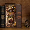 Miniatyrbillede 4 af 5: DIY Bog Nook Miniature Dukkehus Kit Nook Nook 3D Puslespil Bog Træ Kunst Bogstøtter med LED Lys Ma