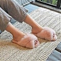 Miniatyrbild 4 av 5: Damtofflor Varma Plyschtofflor Tofflor Päls Sandal Öppen Tå Hemmaskor