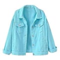 Miniatyrbilde 2 av 3: Damejakke i denim, vår og høst, varm, ensfarget, lang erme, yttertøy, XL, himmelblå