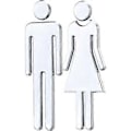 Pikkukuva 1 / 5: WC-tarra, 1 pari, irrotettava 3D-peilivinyylitarrataide, miesten ja naisten seinätarrat baarikouluun (hopea)