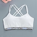 Miniatyrbillede 2 af 5: Pige Stretchy Bomuld Bralette 4 stk. Studenters Vest BH Fuld Kop Åndbar BH med Polstring Trænings Sports BH (hvid)