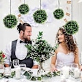 Miniatyrbilde 3 av 4: 6 stk Simulert Graskule Plast Graskule Kunstig Blomsteroppsats Ornament Falsk Plantekule for Hjem Hage Bryllup 10cm