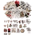 Pikkukuva 1 / 5: 60 kpl Scrapbooking-tarroja, Scrapbooking-tarroja Kukkien Kasvien Kuviot Retro Elementit Washi Sti