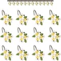 12 st vita blommiga dekorativa duschdraperikrokar i metall U-form,