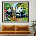 Pikkukuva 4 / 5: 30 x 40 cm, famille de pandas Peinture au diamant Broderie Diamant