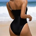 Miniatyrbillede 4 af 5: Dame One Shoulder Heldragt Badedragt Colorblock Asymmetrisk Kontrast Sexet Høj Benudskæring Badedragt Badetøj Bikini Strandtøj -NMAOV( M)