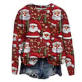 Dam Dam 3d Roliga Jultryck Tröjor Långärmade Casual Pullover Toppar Blus Julklappar (S 5)