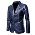 Miniatyrbilde 1 av 4: Vår og høst PU skinnjakke for menn, business casual (2XL Blå)