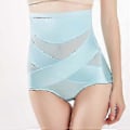 Miniatyrbild 1 av 5: Cross Compression Abs Shaping Byxor Kvinna Ming Body Shaper Tummy Control Z (3XL Ljusblå)