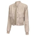 Miniatyrbilde 5 av 5: Løs cardigan-kåpe, avslappet jakke, moteriktig ribbestrikket, skinnjakke for kvinner (S Off-white)
