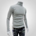 Miniatyrbilde 3 av 5: Fianao Langarmettet Rollkrageskjorte for Menn - Myk, Ensfarget, Elastisk Strikket Skjorte for Høst og Vinter (3XL Kongeblå)