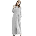 Miniatyrbilde 2 av 5: Lang Kåpe med Hetter for Menn og Kvinner - Flanell Morgenkåpe Nattkjole Robes (M Lys Grå Kvinner)