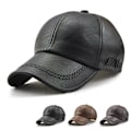 Miniatyrbillede 5 af 5: Herre Læder Baseball Cap Justerbar Cap Sports Hat Hat Bonnet F