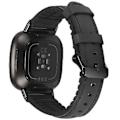 Miniatyrbillede 2 af 5: Til Fitbit Versa 3 Læder + Silikon Urrem (Sort)
