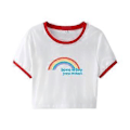 Miniatyrbilde 1 av 5: Sommer Crop Top T-skjorte for Kvinner med Bokstavtrykk, Casual Kortermet Grafisk T-skjorte med Rund Hals, Y2K Streetwear Rød M(M Rød)
