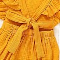 Miniatyrbillede 5 af 5: KATEA Spædbarn Pige Rufflet Ærmeløs Romper Casual Sommer Jumpsuit Bomuld Linned Tøj