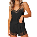 Miniatyrbild 1 av 5: Kvinnors sexiga siden satin pyjamas set spets trim cami toppar shorts S