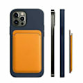 Pikkukuva 4 / 5: Magneettinen nahkainen korttipaikallinen lompakkokotelo Mag Safe -kotelo iPhone 12 Pro Max Mini -puhelimelle (keltainen)