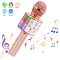 Miniatyrbillede 2 af 5: 1 stk. Rose Gold Karaoke Trådløs Mikrofon med Dansende LED-lys