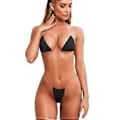 Miniatyrbillede 1 af 5: Usynlig Stropløs Bikini Ensfarvet Dame Badetøj Bikini Todelt Sæt ONE SIZE (multi valgfri) (SORT)