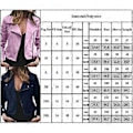 Miniatyrbillede 2 af 2: Dame Lapel Plain Zip Up Biker Jakke Afklippet Suit Dame Blazer Langærmet Frakke Slim Fit Yderbeklædning (2XL Sort)