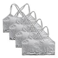 Miniatyrbild 1 av 5: Flickor Stretchbomulls-Bralette 4-pack, Studentväst-BH, Full Cup, Andningsbar BH med Vaddering, Tränings-Sport-BH (grå)