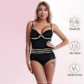 Miniatyrbillede 4 af 4: Shapewear Rygfri Body Shaper til Kvinder Push Up BH Lav Ryg G-streng Bodysuit (XL Sort)