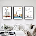 Miniatyrbild 1 av 4: Wekity Minimalistisk Stadslandskap 2 Väggkonst Canvas Print Poster, Enkel Mode Vattenfärgskonst Ritning Dekoration för Hem Vardagsrum Sovrum Kontor och Chi