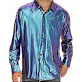 Pikkukuva 1 / 5: Miesten Disco Paidat Kiiltävä Pitkähihainen Paita (2XL Sininen)