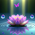 Miniatyrbild 1 av 5: 30 x 40 cm, lotus i vatten Diamantmålning Broderi Diamant
