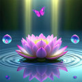 Miniatyrbillede 1 af 5: 30 x 40 cm, lotus i vand Diamantmaleri Diamantbroderi