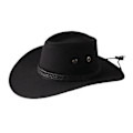 Miniatyrbillede 2 af 3: Herre Faux Læder Mode Bucket Cap Cowboy Fedora Hat Bredskygget Udendørs Hatte (Sort)