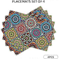 Miniatyrbild 2 av 5: Boho Mandala Bordstabletter Set om 4, Färgglad Bohemisk Design för Köksmatbord
