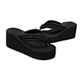 Miniatyrbillede 3 af 4: Højhælede Platform Slippers Mode Klipklappere Skråning Skridsikre Resort Strand Sorte Sandaler med Knude til Kvinder (Størrelse 38)