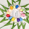 Miniatyrbilde 3 av 5: 10 stk. tulipan simulering blomst bryllup hjem hotell dekorasjon falsk blomst simulering plante (rød)