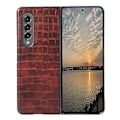 Miniatyrbild 1 av 4: Krokodil-Texturerat PU-Läderfodral för Samsung Galaxy Z Fold4 (Mörkbrun)