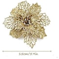 Miniatyrbilde 2 av 5: 16 stk. Glitter Blomst Juletrepynt Blomster Trepynt Juledekor Gull