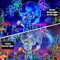 Miniatyrbillede 4 af 5: Sort Lys Astronaut Tapet UV Reaktiv Planter Vandmænd Neon Galaxy Rum Væghængning Til Værelse W59h51