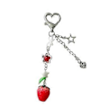Miniatyrbild 1 av 5: Iögonfallande Nyckelring med Jordgubbsberlock Unik Design Modeaccessoar Väskhänge Lägg till Charm till Väska Telefon för Daglig Användning (Stil 2)