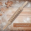 Miniatyrbilde 4 av 5: Embossert kjevle i tre for baking av kaker og dekorative deigruller (5*43cm)