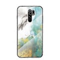 Miniatyrbillede 1 af 2: Marmor-tekstureret hærdet glas + PC + TPU hybrid skal til Xiaomi Redmi 9