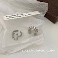 Miniatyrbillede 5 af 5: Rustfrit Stål Klassisk Enkel Simpel Åben Statement Løfte Ring
