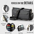 Miniatyrbillede 2 af 5: Crossbody Wallet Case til Samsung Galaxy S24 Ultra, Magnetisk Flip Kort Holder Læder Cover med Lynlås Lomme til Kvinder (Sort)