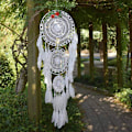 Miniatyrbillede 2 af 5: Marron-Grand Dreamcatcher med 3 cirkler, hvide macr-fjer