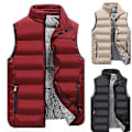 Miniatyrbillede 3 af 5: Fianao Plus Size Mænds Mode Vinter Ærmeløs Ternet Foret Kort Varmt Dunvest (XL Khaki)